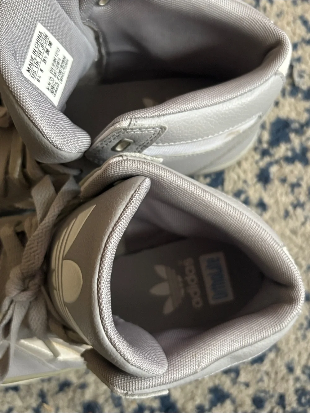 adidas Women's Light Gray High-Topu Sneakers with White Stripes Size 6.5